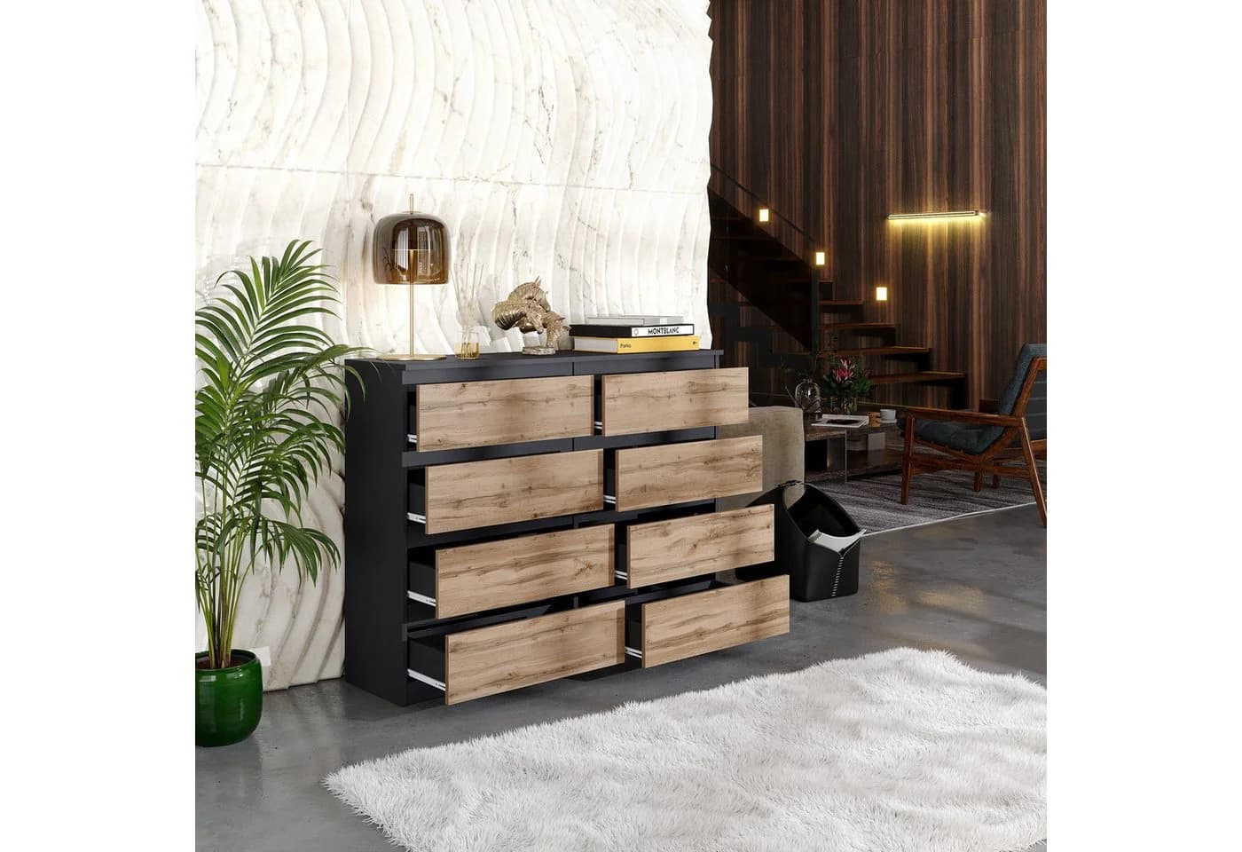 Furnica Kommode Anthrazit 120 cm mit 8 Schubladen - Bild 4