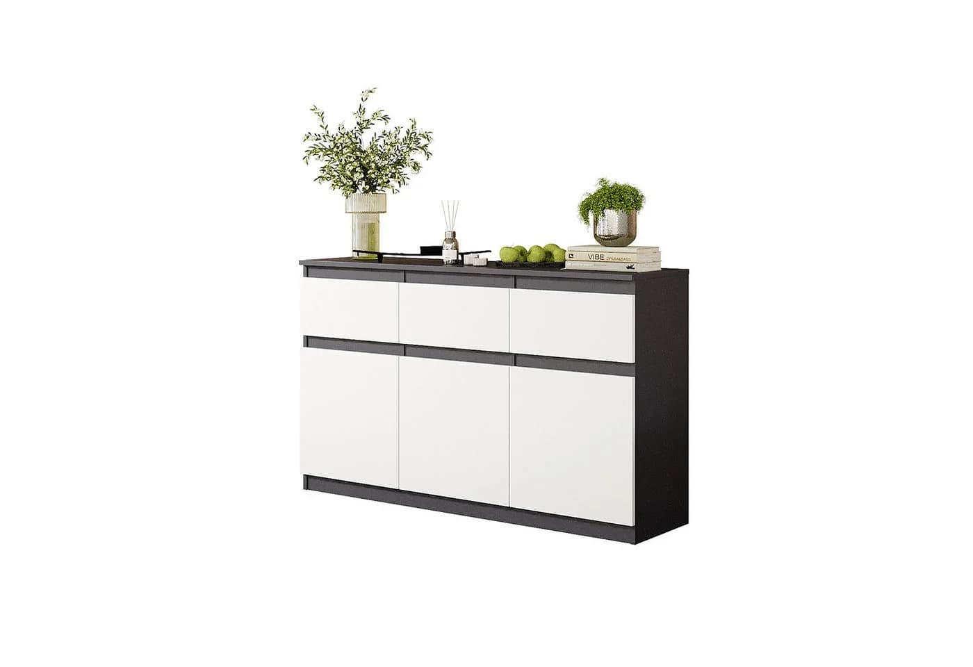 Furnica Kommode Anthrazit 120 cm mit 3 Schubladen und 3 Türen - Bild 2