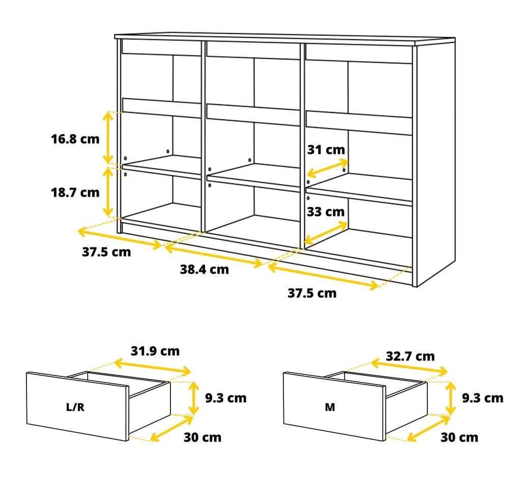 Furnica Kommode Anthrazit 120 cm mit 3 Schubladen und 3 Türen - Bild 5