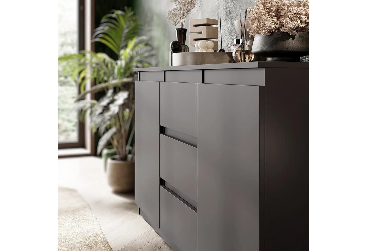 Furnica Kommode Anthrazit 120 cm mit Schubladen und Türen - Bild 3