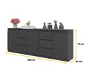 Furnica Kommode Anthrazit 200 cm mit 6 Schubladen und 3 Türen Bild 1
