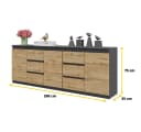 Furnica Kommode Anthrazit 200 cm mit 6 Schubladen und 3 Türen Bild 1