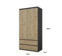 Furnica Kleiderschrank Joelle 90 cm Anthrazit/Weiß mit 2 Türen und 2 Schubladen Bild 1