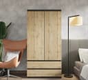 Furnica Kleiderschrank Joelle 90 cm Anthrazit/Weiß mit 2 Türen und 2 Schubladen Bild 3