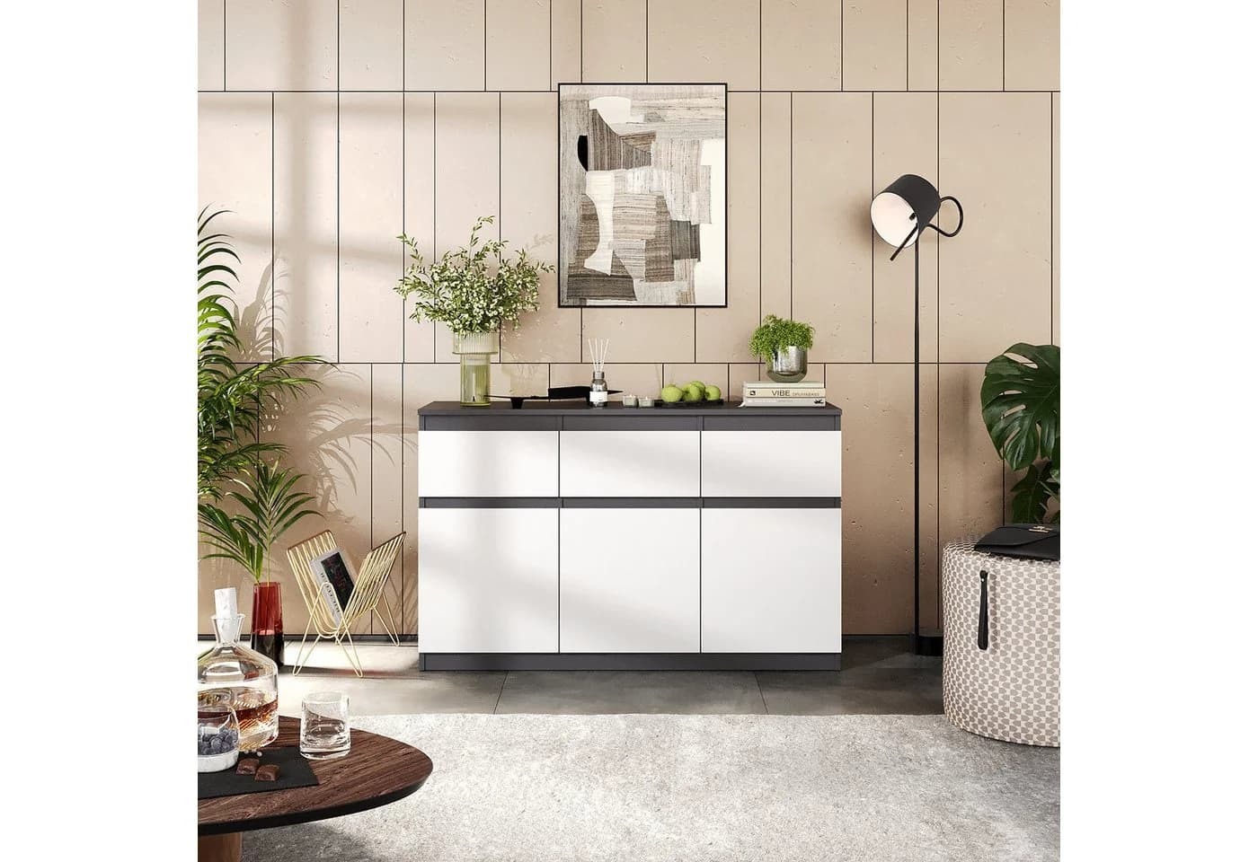 Furnica Kommode NOAH 120cm Anthrazit Grau Weiß Matt - Bild 4