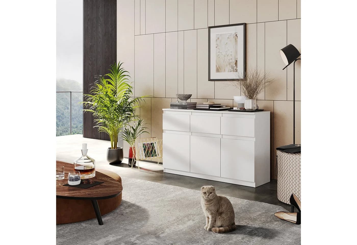 Furnica Kommode NOAH 120cm Weiß Matt