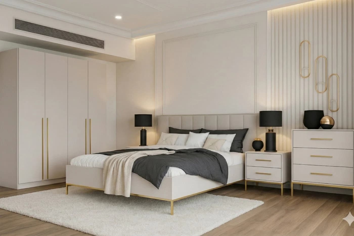 Deine Möbel 24 Schlafzimmer-Set MIRELO 5-tlg. Kaschmir Gold
