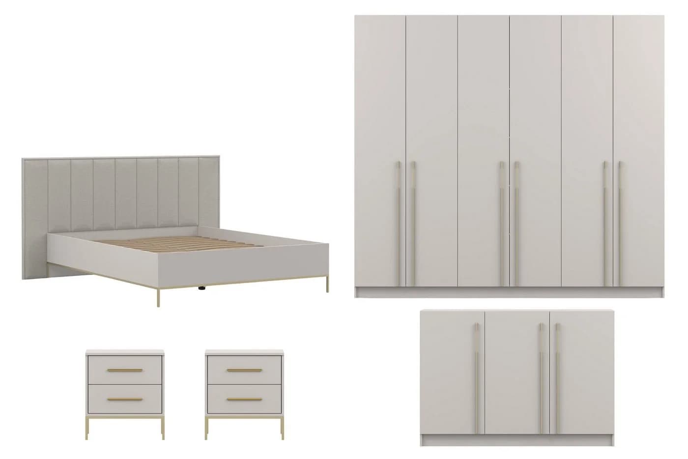 Deine Möbel 24 Komplettschlafzimmer E MIRELO 5-tlg. Beige Modern - Bild 2