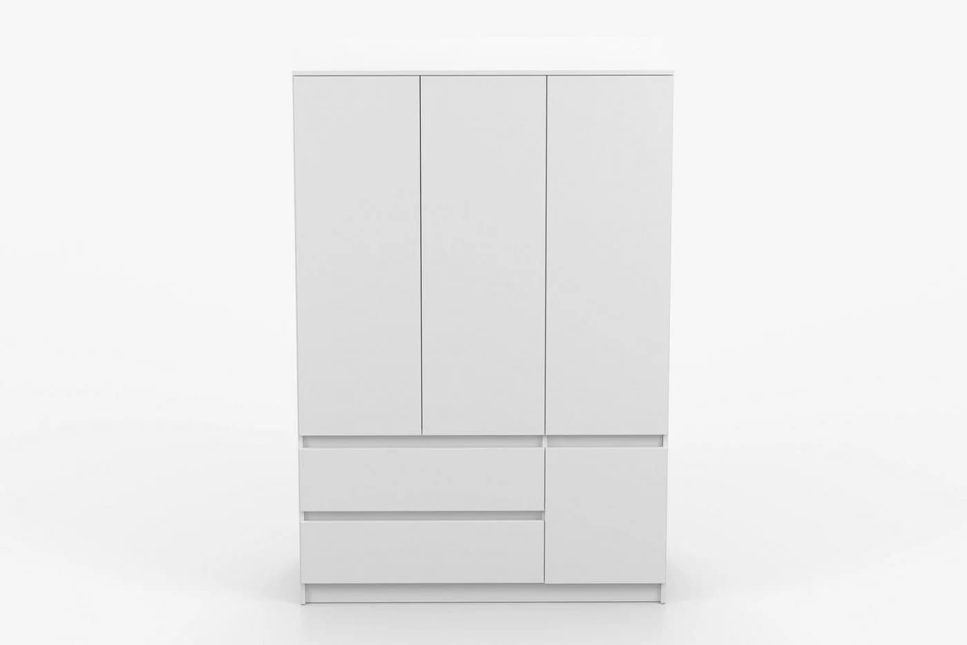 Deine Möbel 24 Kleiderschrank SIMO 01 Weiß 4 Türen 2 Schubladen