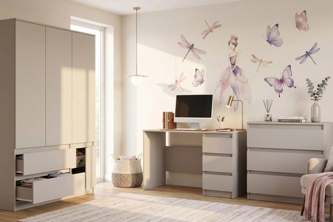 Deine Möbel 24 Kleiderschrank SIMO 01 Weiß 4 Türen 2 Schubladen - Bild 5