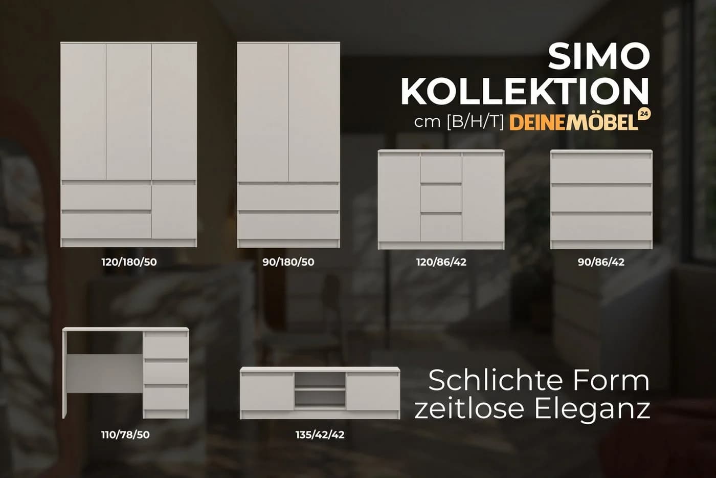 Deine Möbel 24 Schreibtisch SIMO 06 Weiß 3 Schubladen - Bild 5