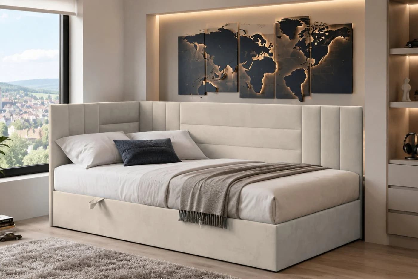 Deine Möbel 24 Boxspringbett KAYA mit Bettkasten & Topper