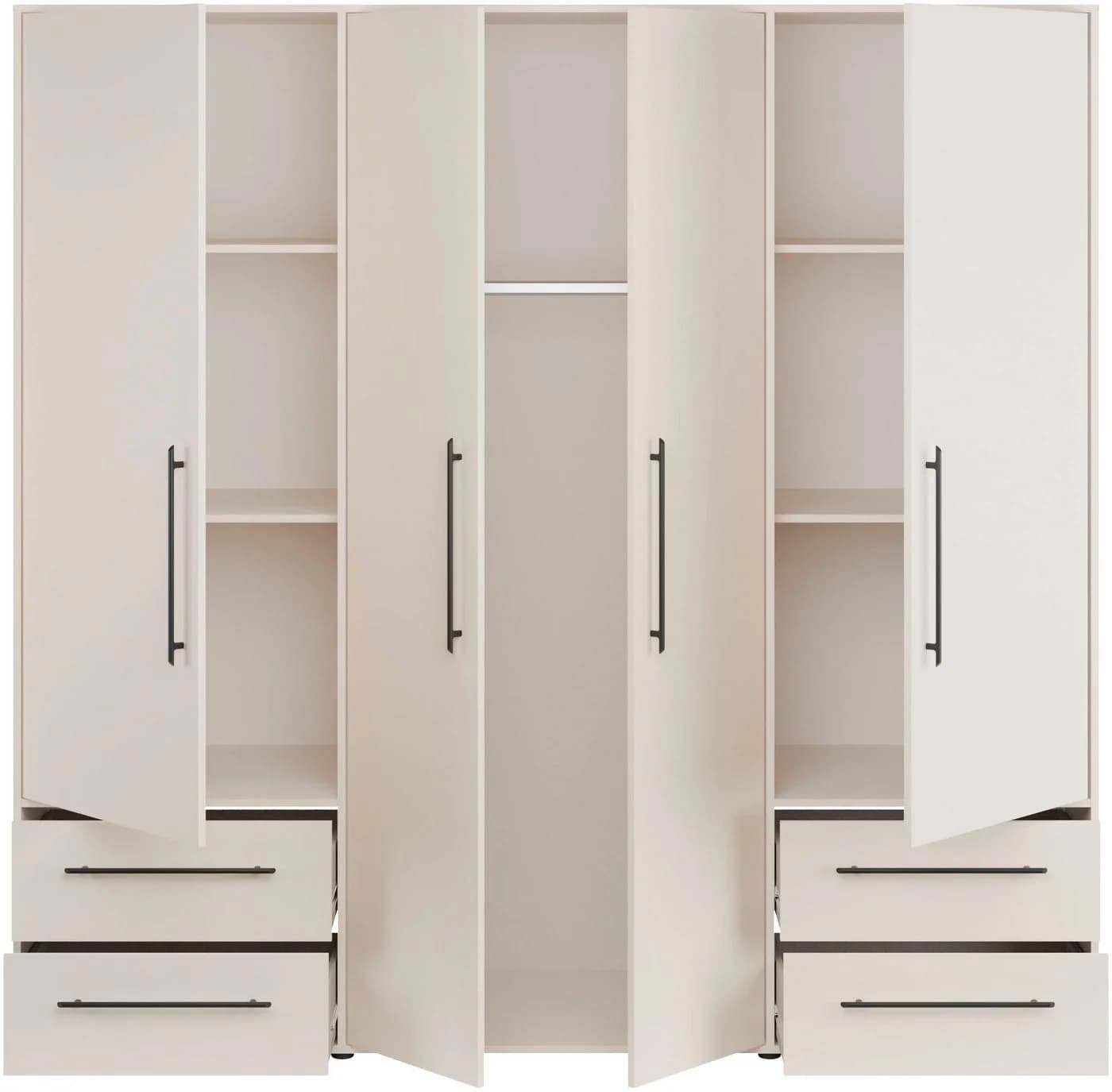 FORTE Kleiderschrank Mokkaris Beige 4 Türen 4 Schubladen - Bild 4