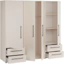 FORTE Kleiderschrank Mokkaris Beige 4 Türen 4 Schubladen Bild 5