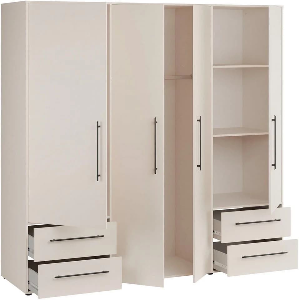 FORTE Kleiderschrank Mokkaris Beige 4 Türen 4 Schubladen - Bild 5