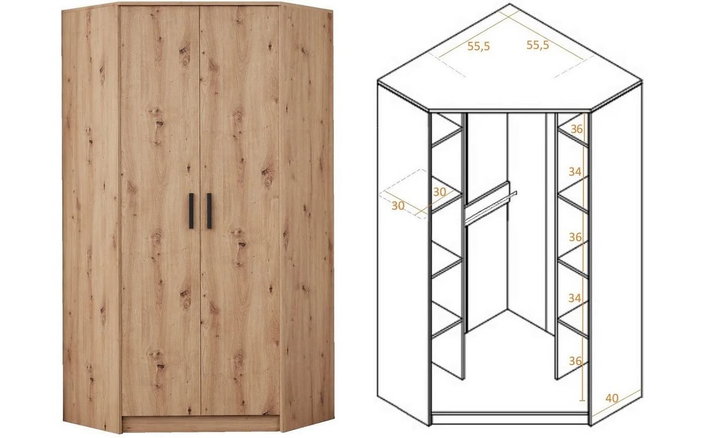 Marmex Möbel Schrank-Set GRANT SET 45A Eiche Artisan Soft-Close - Bild 5