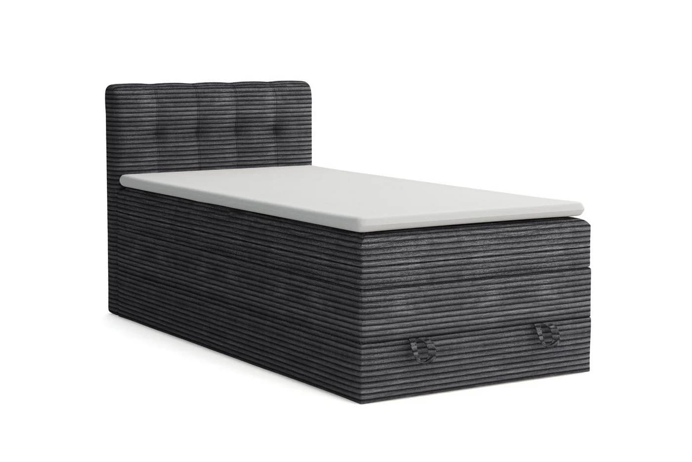Deine Möbel 24 Boxspringbett JUNG 2 Cord-Stoff Grau mit Bettkasten & Topper - Bild 2