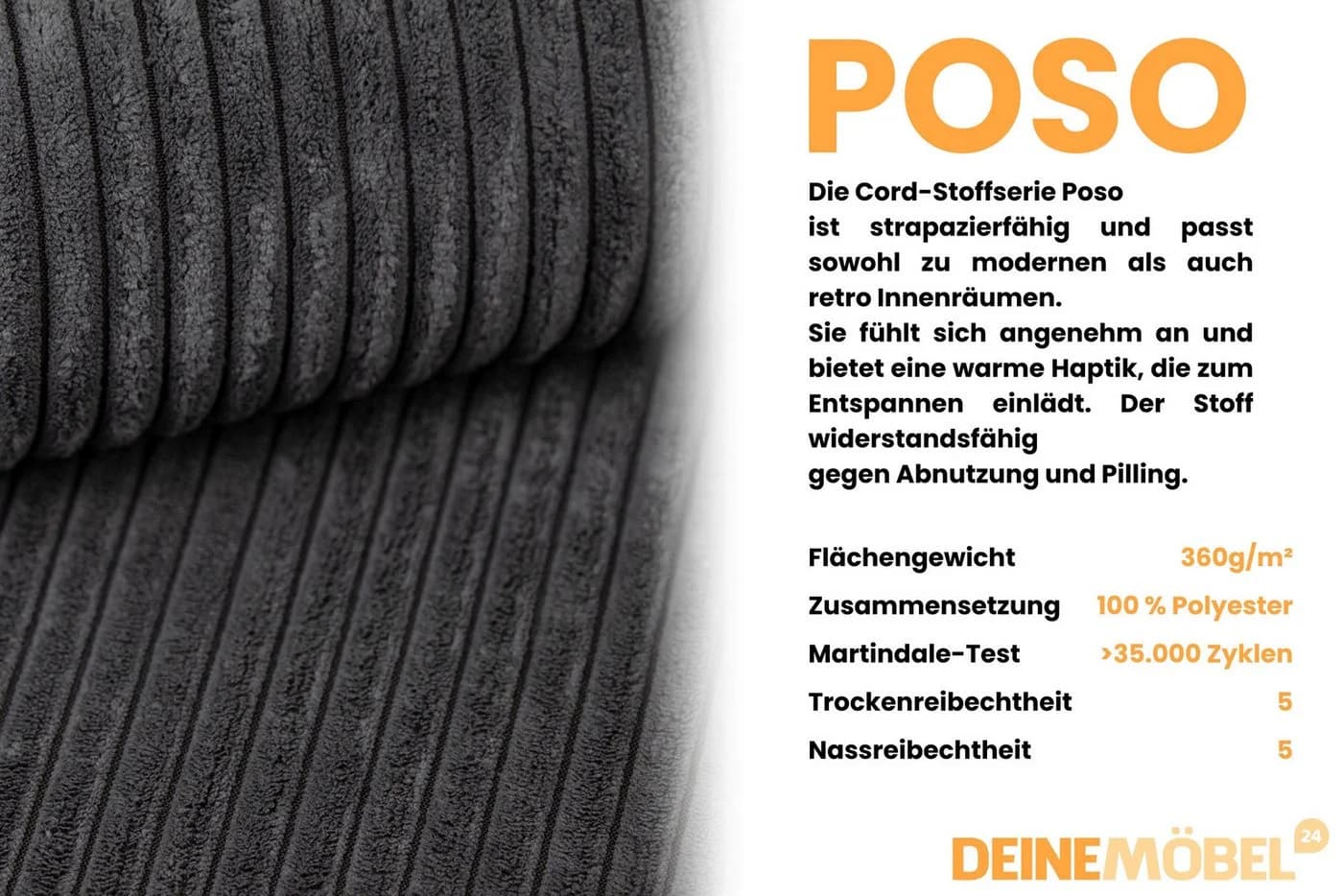 Deine Möbel 24 Boxspringbett JUNG 2 Cord-Stoff Grau mit Bettkasten & Topper - Bild 4