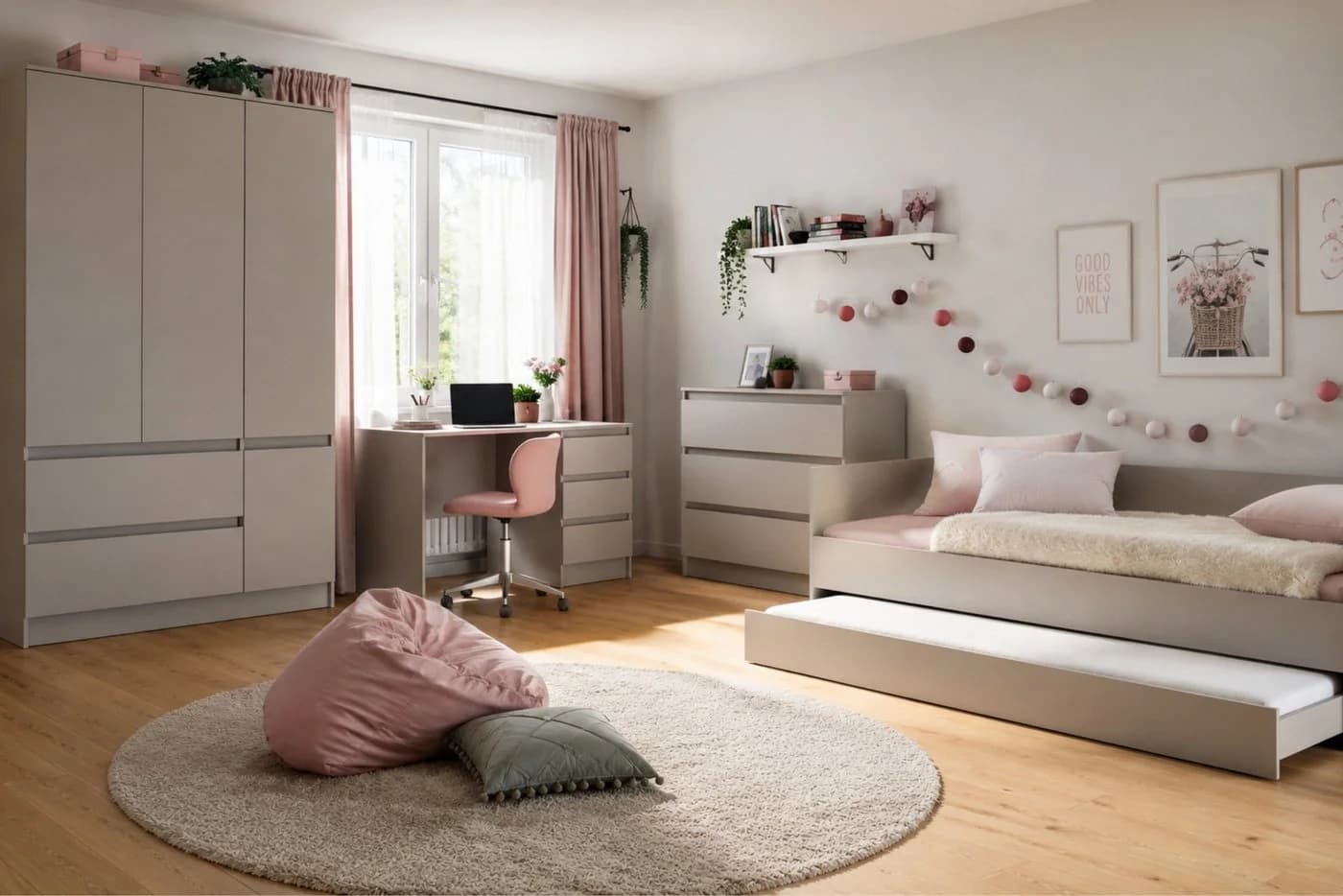 Deine Möbel 24 Jugendzimmer-Set SIMO C 4-tlg. Kaschmir mit Gästebett - Bild 3