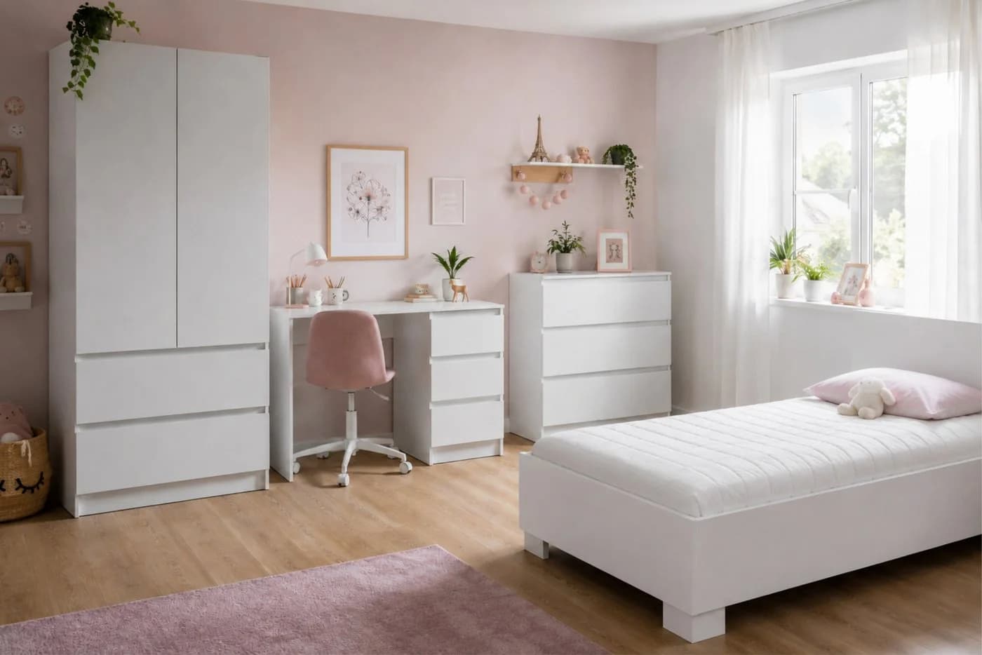 Deine Möbel 24 Jugendzimmer-Set SIMO F 4-tlg. Weiß Modern - Bild 3