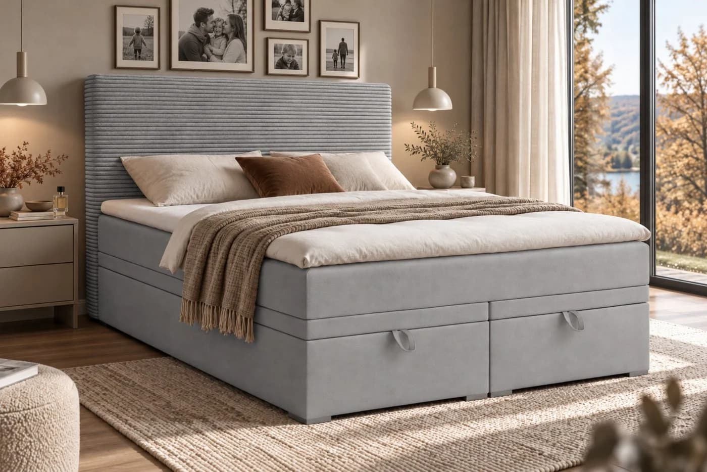 Deine Möbel 24 Boxspringbett DARO mit Bettkasten und Topper