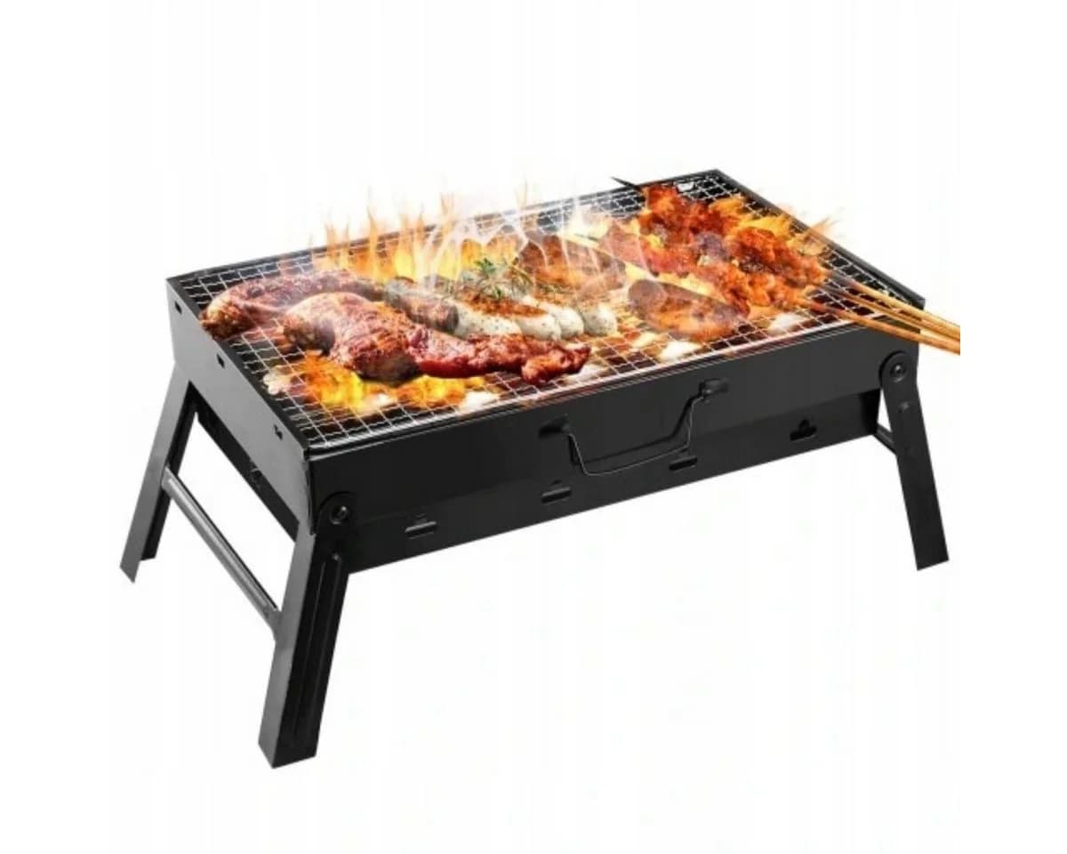 R2 Invest Klappgrill Koffer Holzkohlegrill Schwarz Tragbar - Bild 2