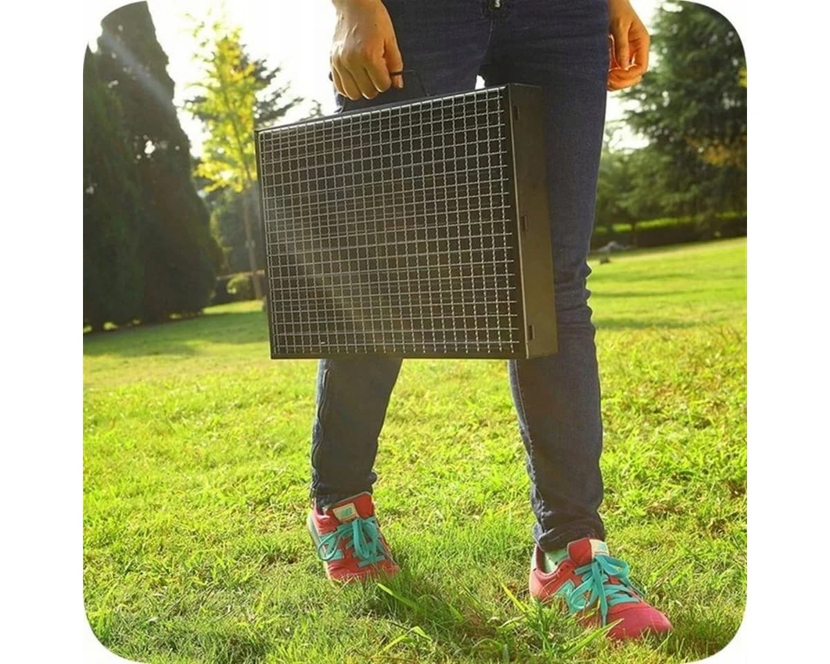 R2 Invest Klappgrill Koffer Holzkohlegrill Schwarz Tragbar - Bild 4