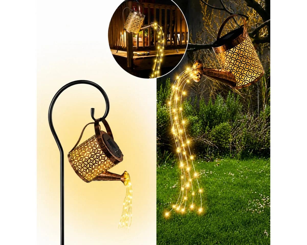 R2 Invest Solar Gartenleuchte Gießkanne mit Wasserfall-Effekt und LED - Bild 4
