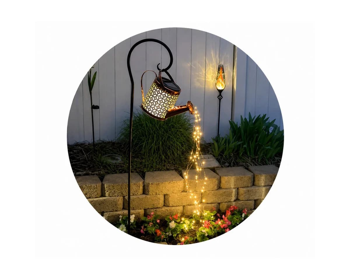 R2 Invest Solar Gartenleuchte Gießkanne mit Wasserfall-Effekt und LED - Bild 5