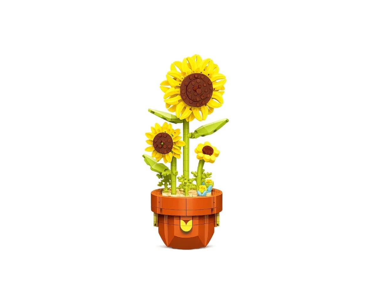 R2 Invest Klemmbaustein Set Sonnenblumen in Blumentopf 359 Teile - Bild 2