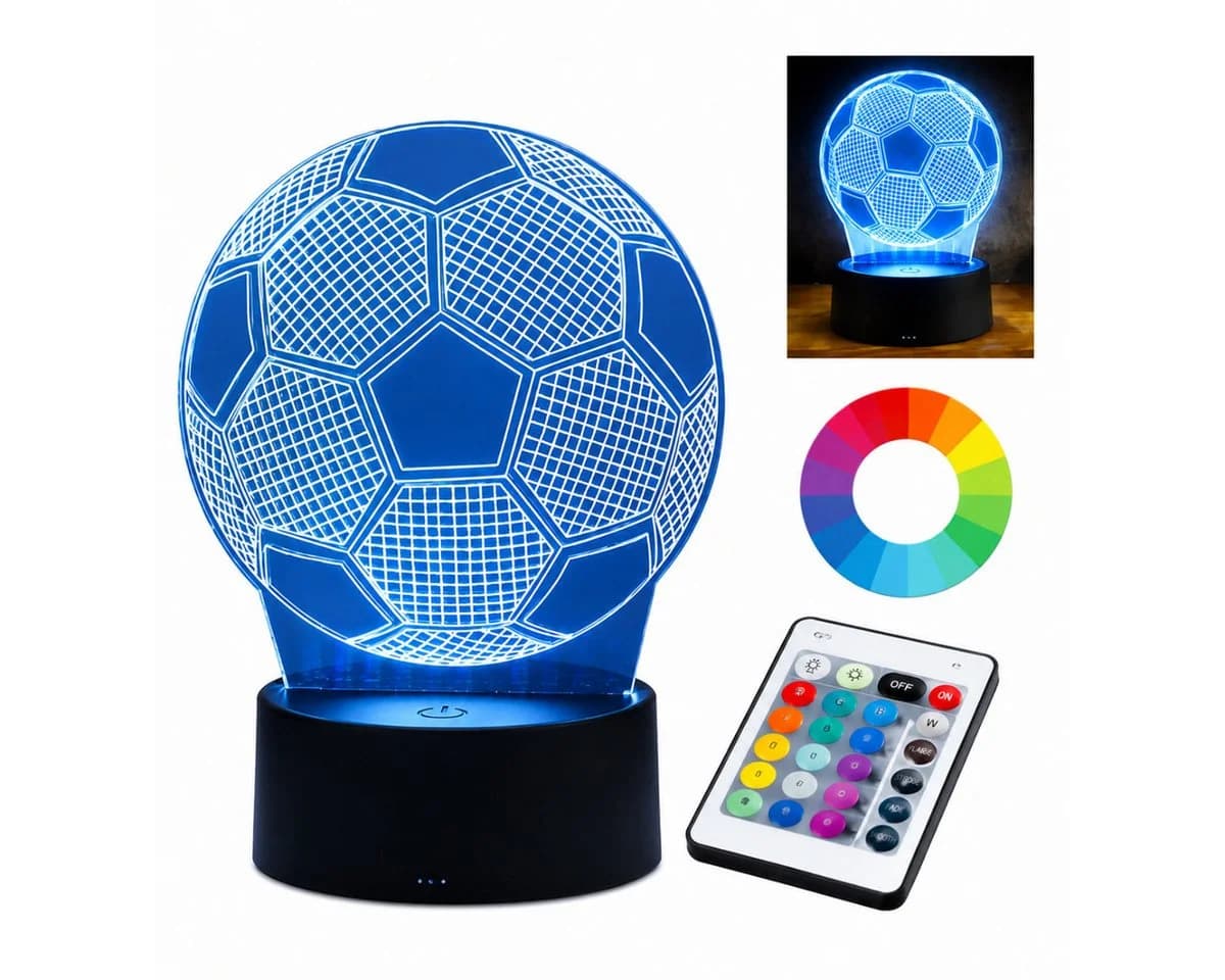 R2 Invest LED Nachtlicht Fußball mit Acrylscheibe und Farbwechsel