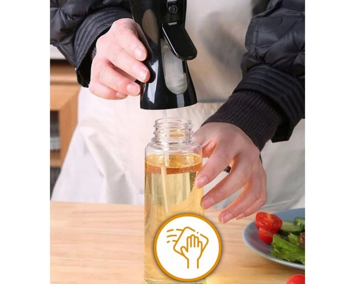 R2 Invest Ölspender Sprüher 200 ml Glasflasche Schwarz