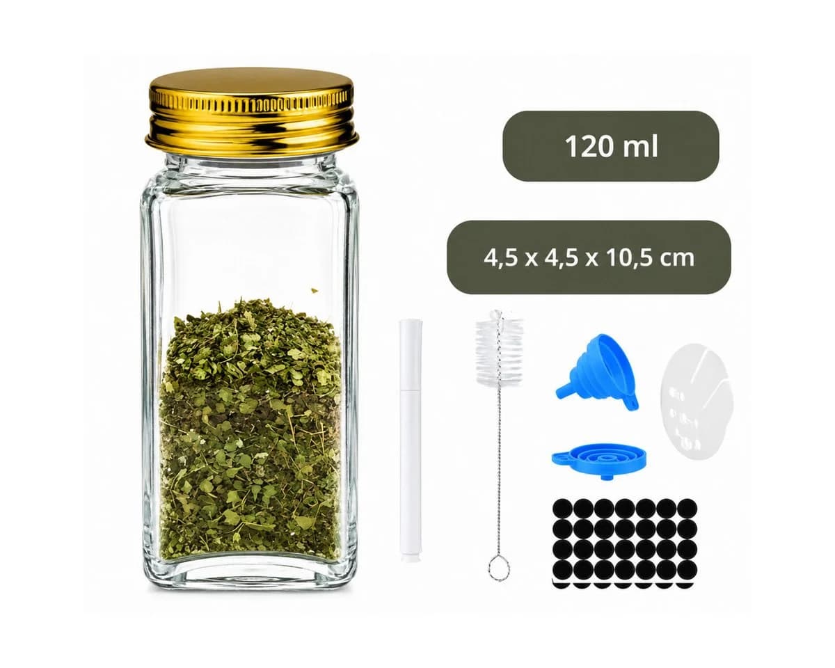 R2 Invest Gewürzglas Set 24-tlg. 120ml Glas mit Deckel