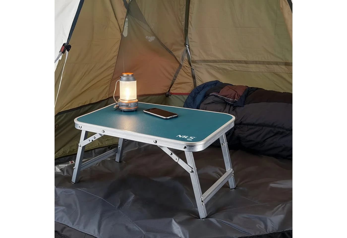 NILS CAMP Campingtisch Klappbar Aluminium MDF Kompakt