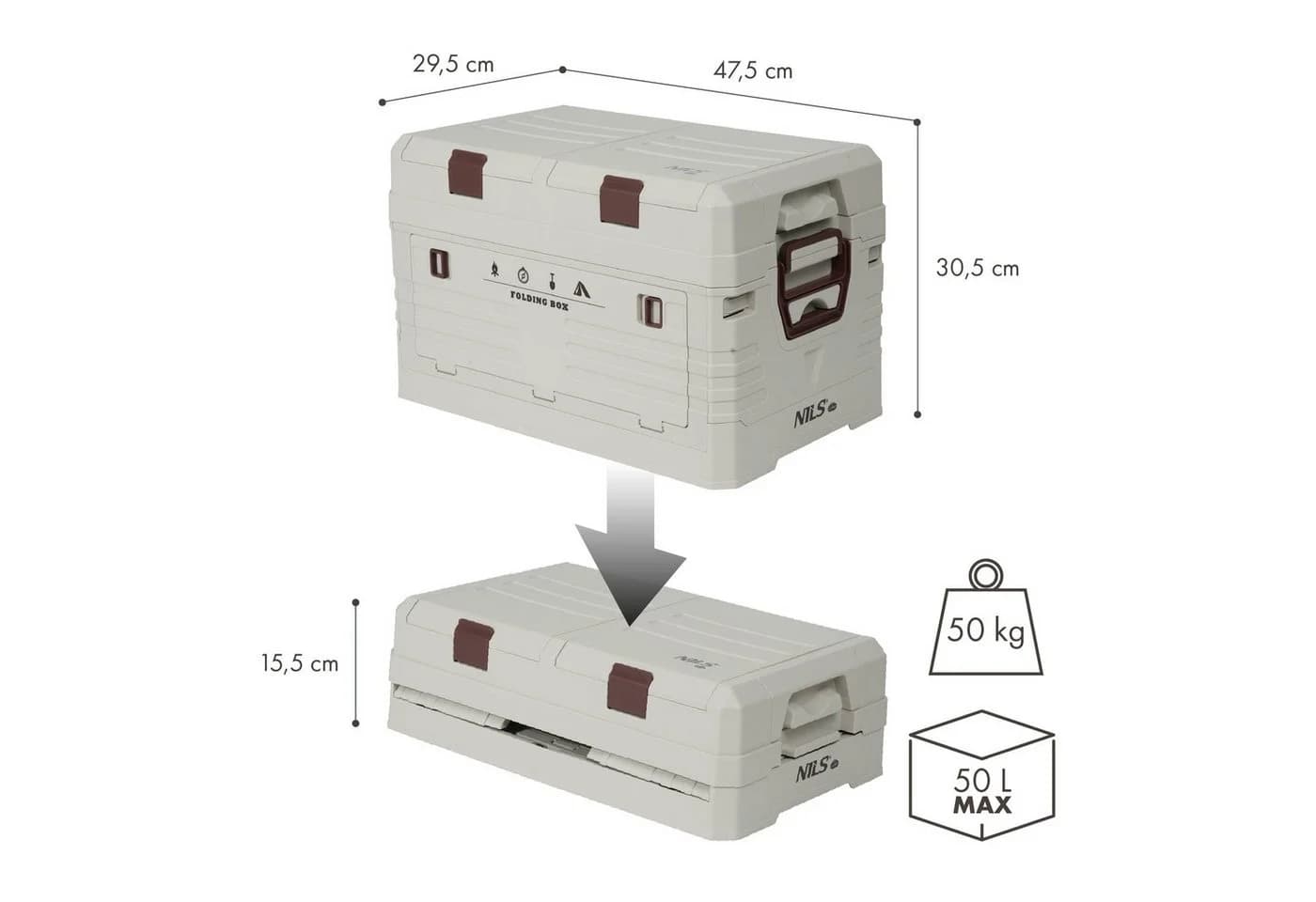 NILS CAMP Aufbewahrungsbox 2in1 Faltbar 50L Camping Outdoor - Bild 3