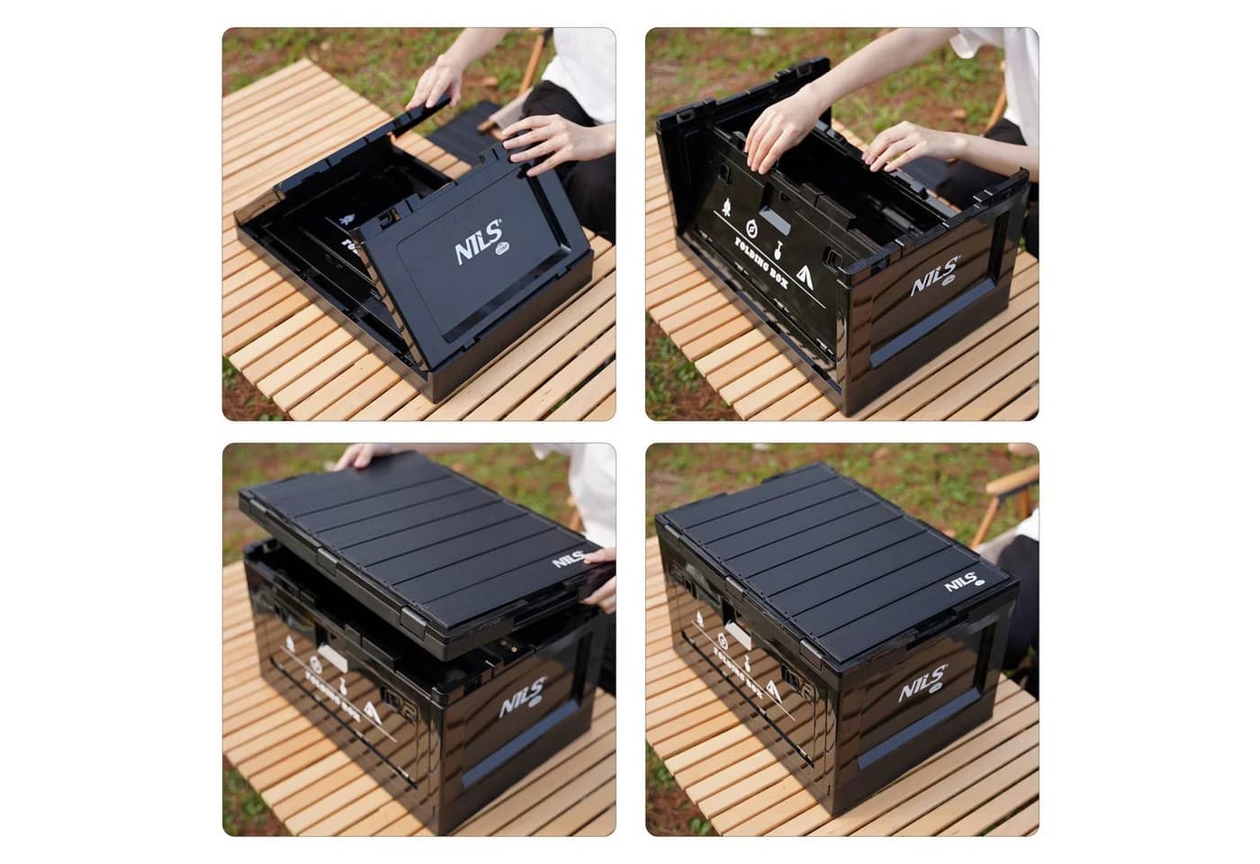 NILS CAMP Aufbewahrungsbox 2in1 Klappbar 50L mit Arbeitsfläche - Bild 3