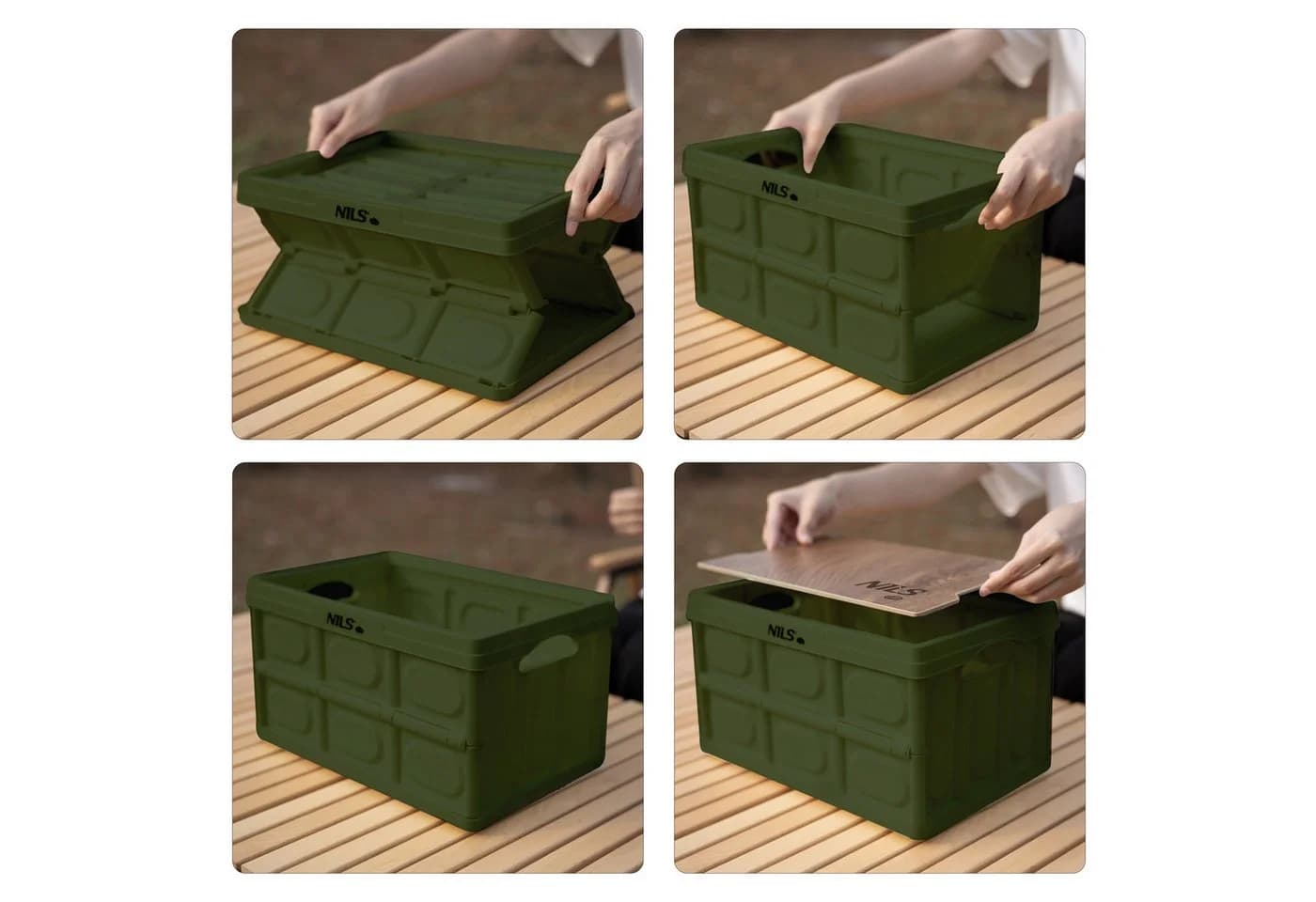 NILS CAMP Faltbox 2in1 Klappbare Campingkiste 15L