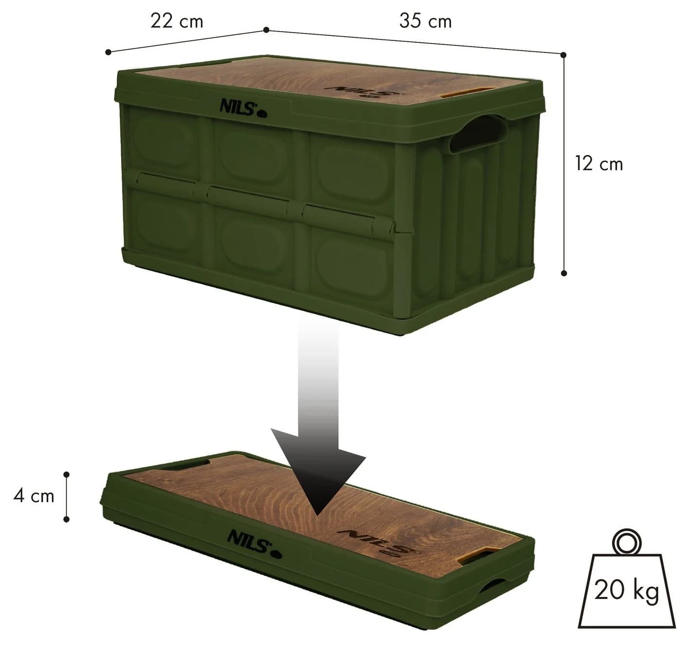 NILS CAMP Faltbox 2in1 Klappbare Campingkiste 15L - Bild 3