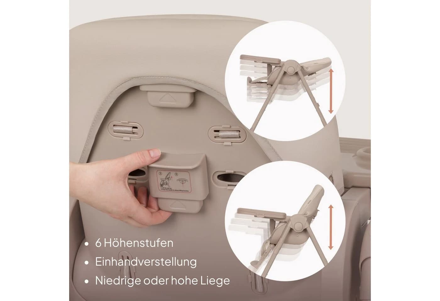 Lionelo Hochstuhl LINN PLUS Set Beige 2in1 Liegefunktion 6 Höhen - Bild 5