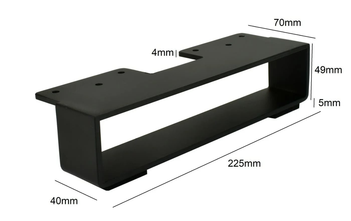 Prima-Online Möbelfuß Rechteckig 22,5 x 5,4 cm Stahl Schwarz Matt 4mm