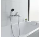 Faizee Möbel Badarmatur VESTO Silber Einhand-Badewannenarmatur mit Handbrause Bild 1