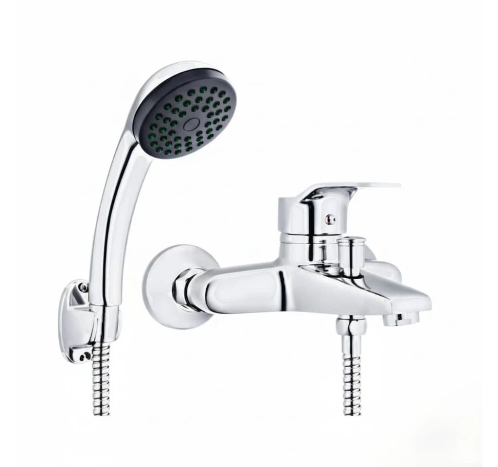 Faizee Möbel Badarmatur VESTO Silber Einhand-Badewannenarmatur mit Handbrause - Bild 2