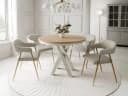 Compleo Esstisch LOFTO Runder Ausziehbarer Tisch Beige Modern Industrial Japandi Bild 2