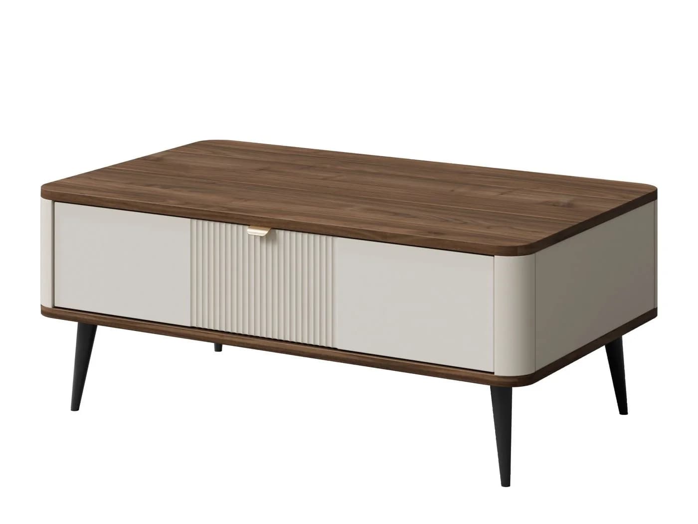 Compleo Couchtisch LILIA mit Schublade, Kaschmir, Metallgriffe, Lamellen - Bild 2