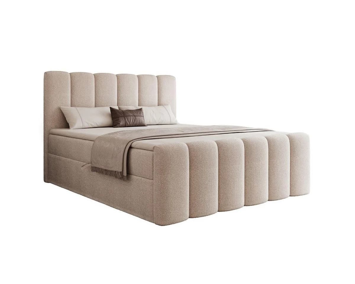 Compleo Boxbett BUBBLE Beige Polsterbett mit Bettkasten