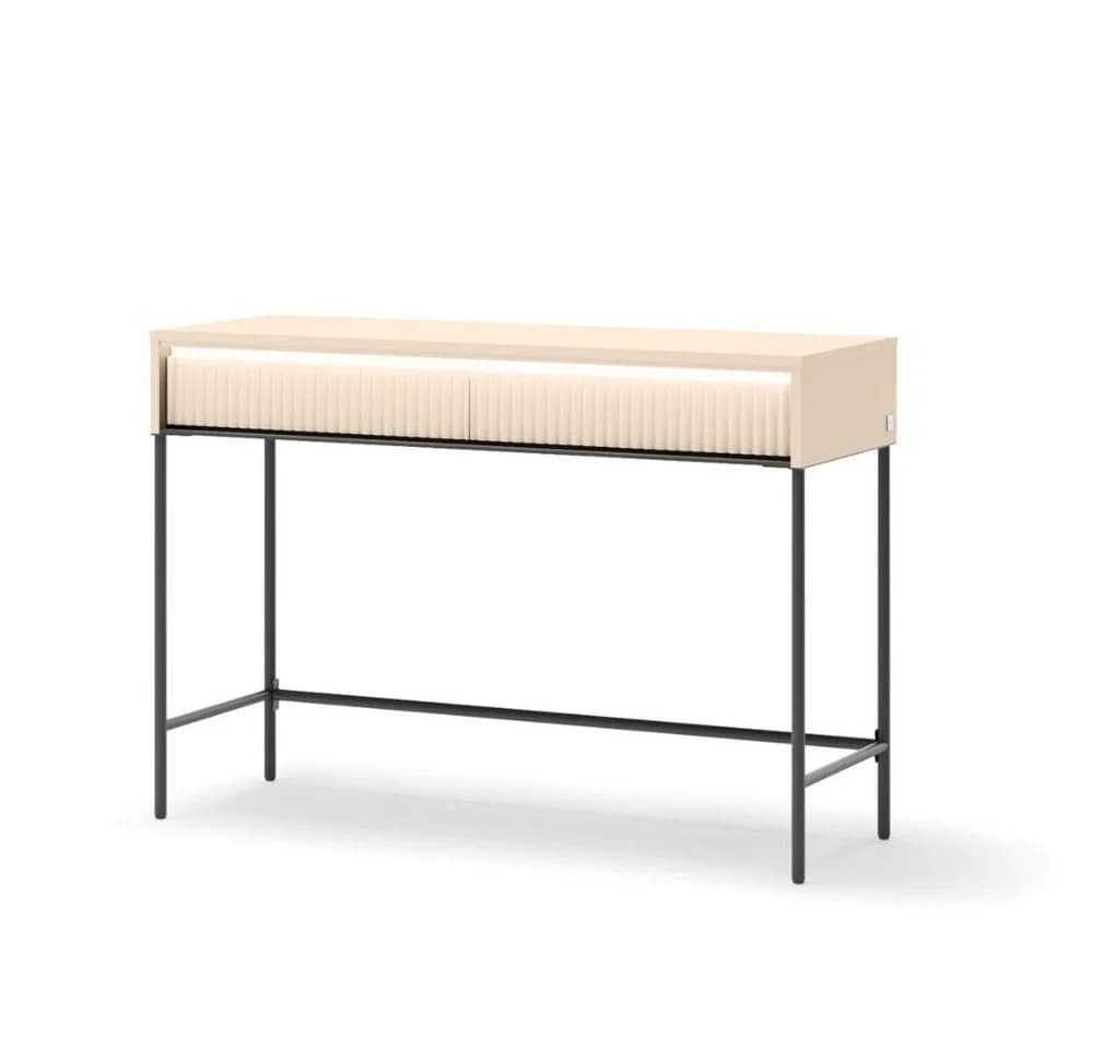 Compleo Schminktisch FLORE Beige mit 2 Schubladen und Lamellenfront