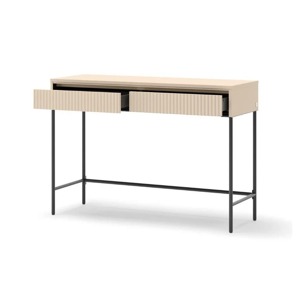 Compleo Schminktisch FLORE Beige mit 2 Schubladen und Lamellenfront - Bild 3