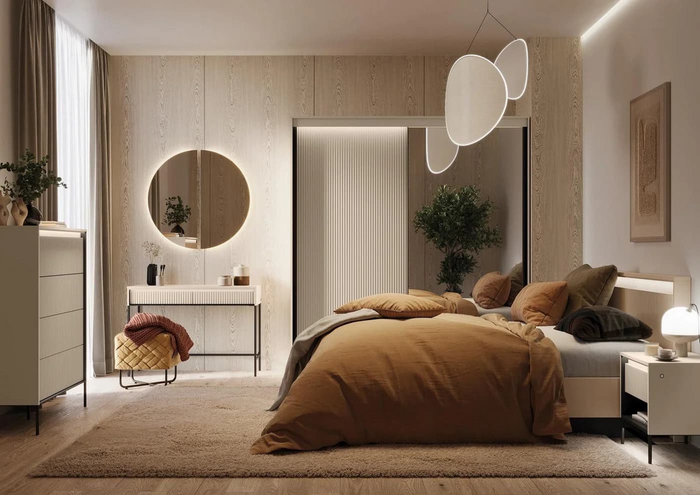 Compleo Schminktisch FLORE Beige mit 2 Schubladen und Lamellenfront - Bild 4