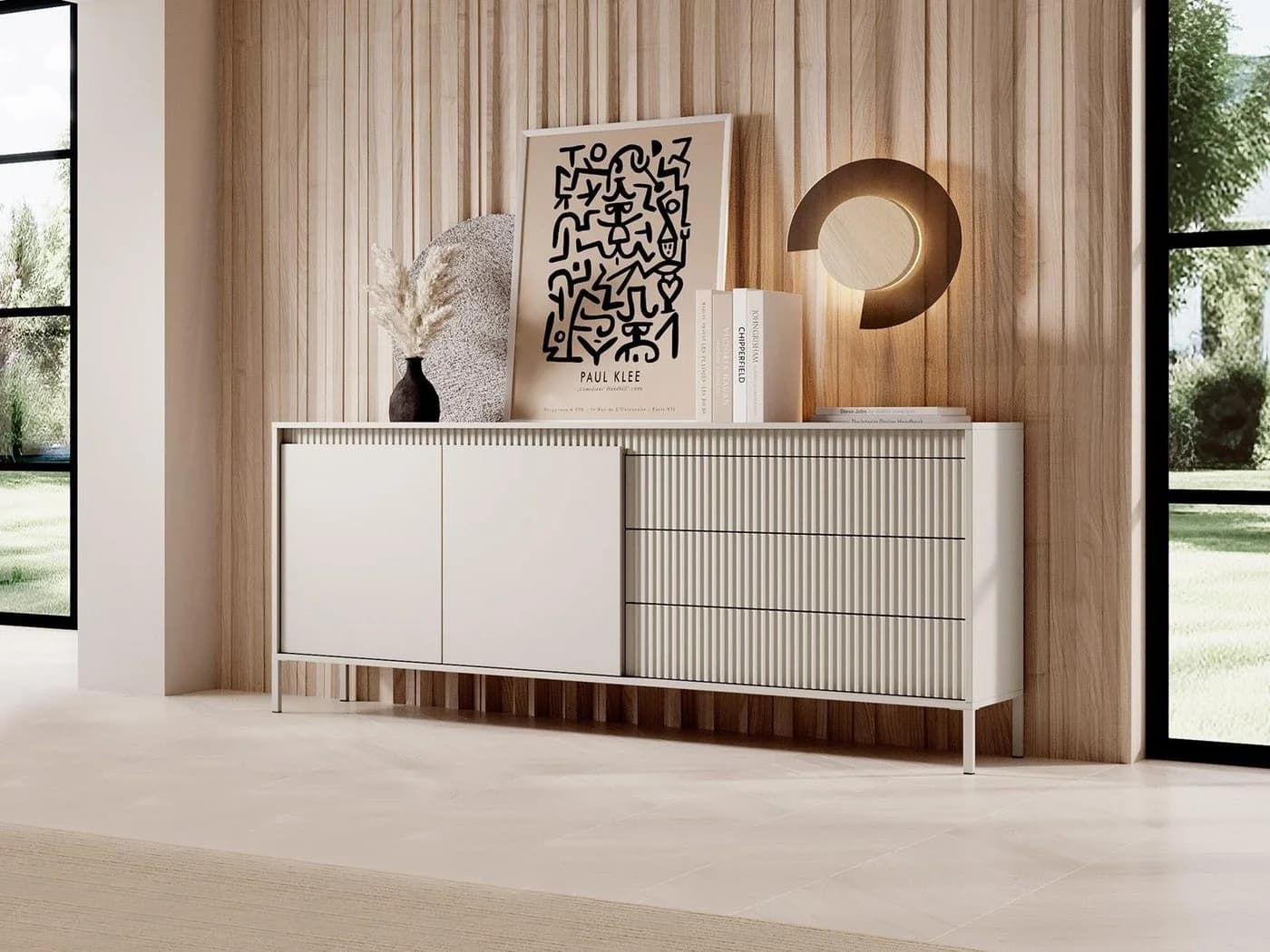 Compleo Schubkastenkommode Beige 3 Schubladen Modern