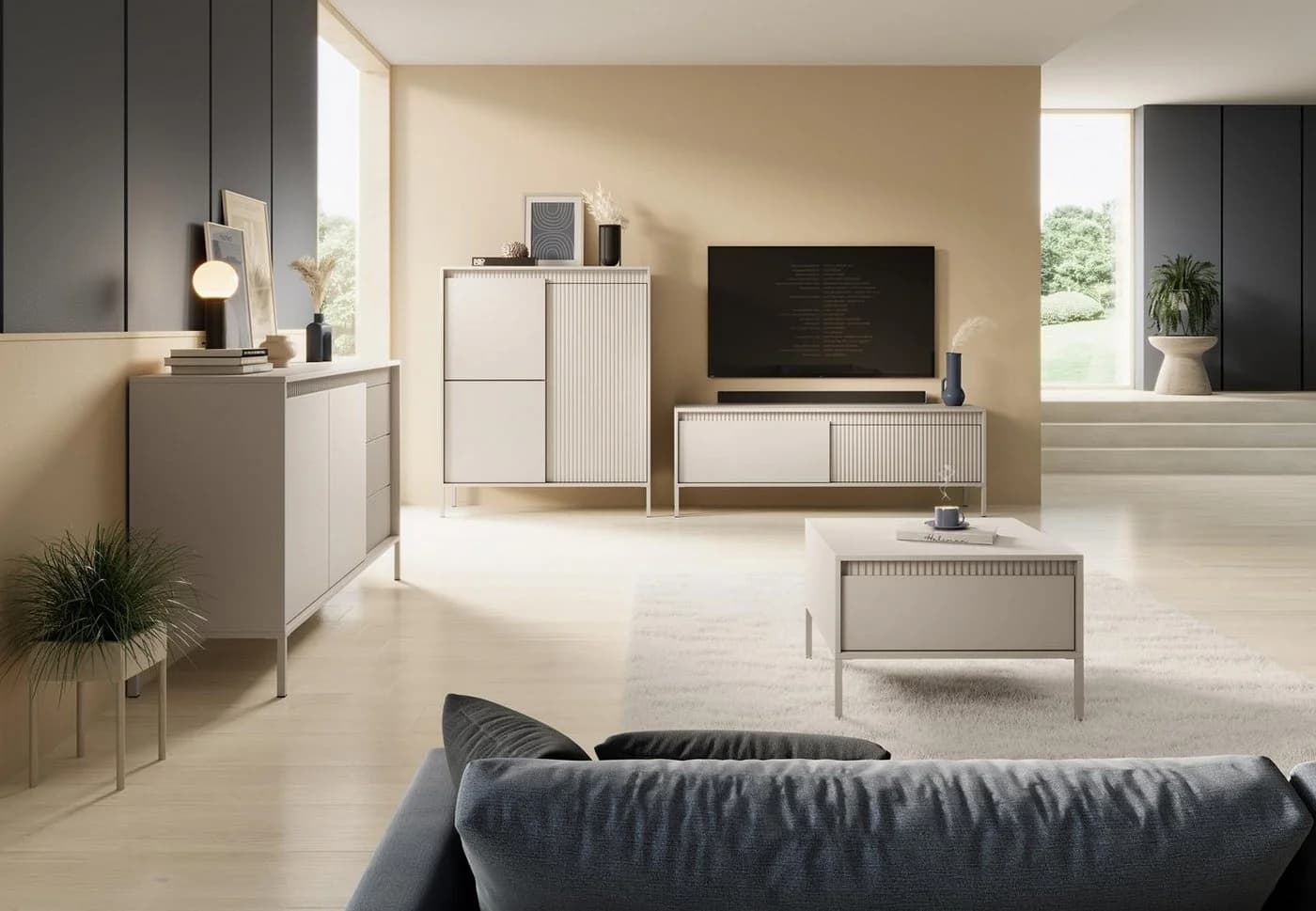 Compleo Schubkastenkommode Beige 3 Schubladen Modern - Bild 5